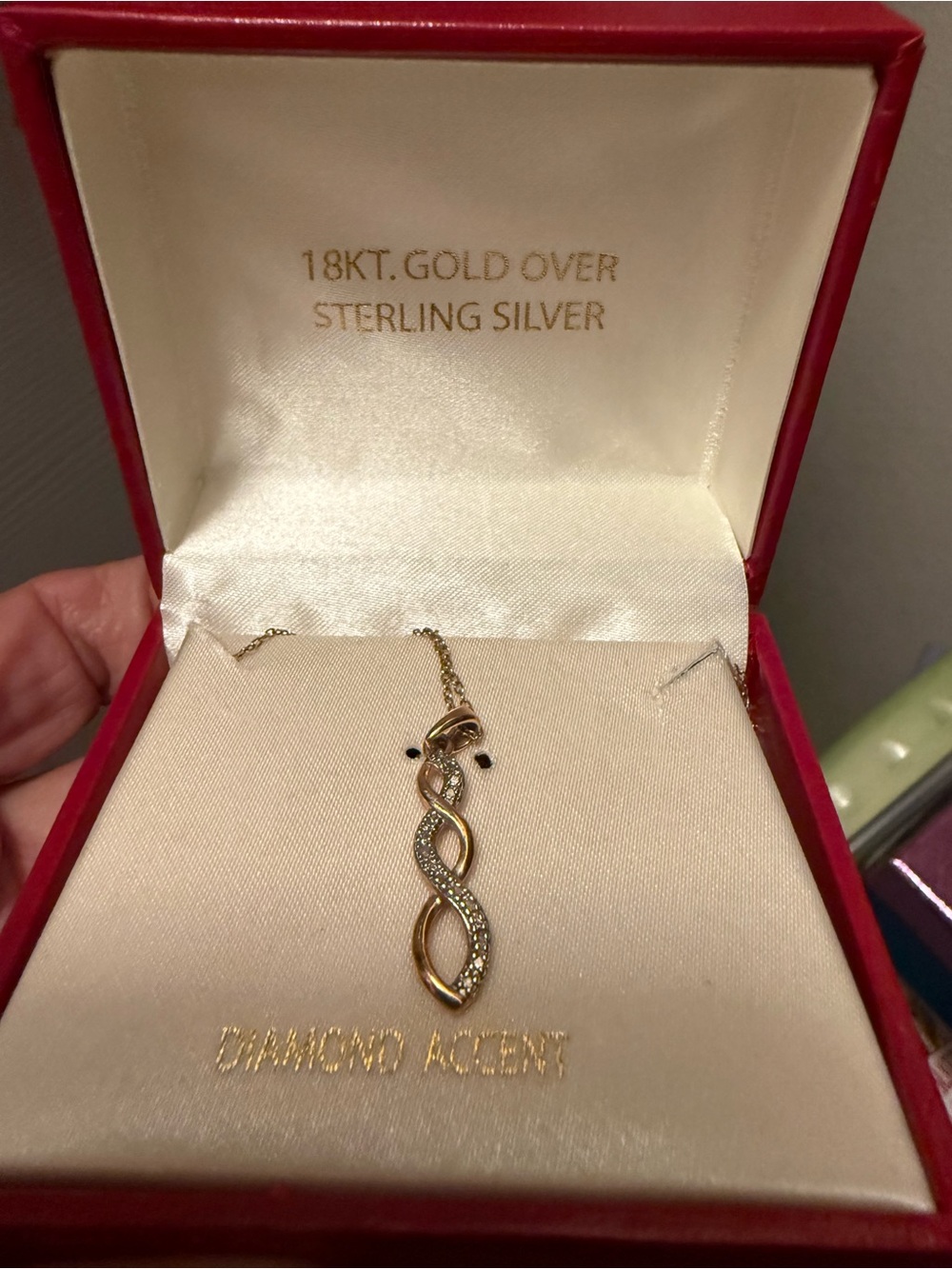 18KT Gold Over Sterling Silver Diamond Accent Necklace - Gold